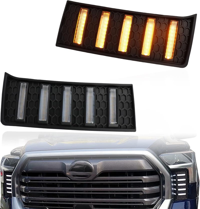 PGTOPONE Switchback White/Amber LED Front Fog Daytime Running Lamp Dynamic Sequential LED Turn Signal Light Function Compatible with Toyota Tundra 2022 2023 SR SR5 Limited - Image 1